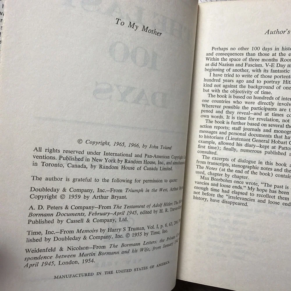 The Last 100 Days‎ by John Toland HCDJ WWII BCE 1966